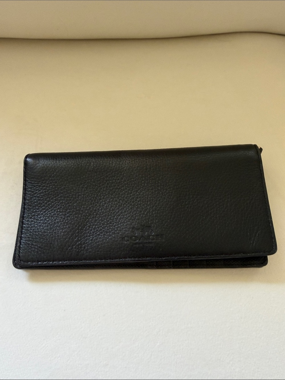 Coach Black Pebbled Leather Long Wallet - Classic Style